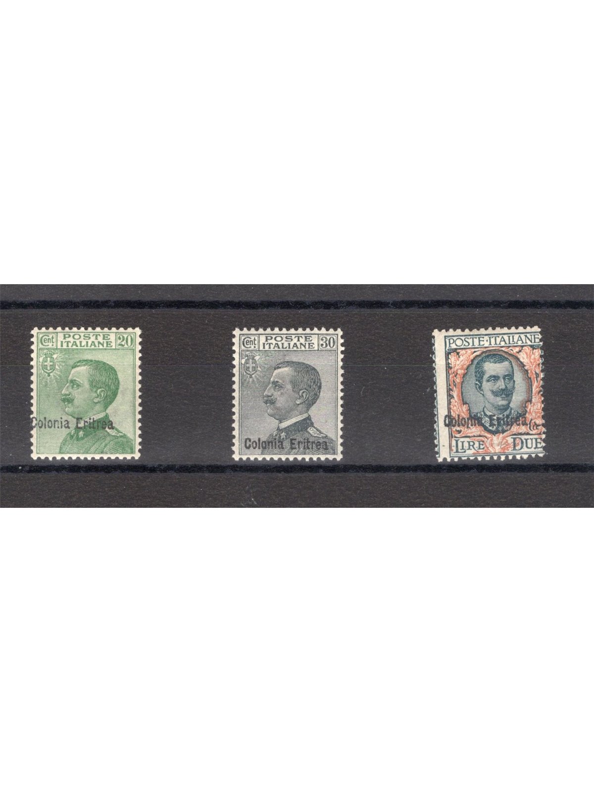 Eritrea 1924 Soprast. serie n° 93/95 Cert. Biondi Cat. € 700 (**)
