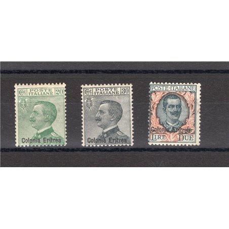 Eritrea 1924 Soprast. serie n° 93/95 Cert. CiBaFil Cat. € 280 (*)