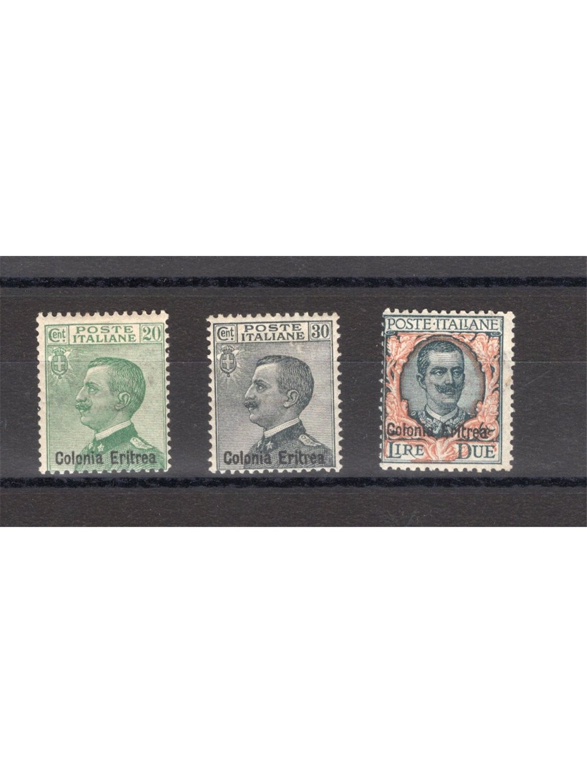 Eritrea 1924 Soprast. serie n° 93/95 Cert. CiBaFil Cat. € 280 (*)