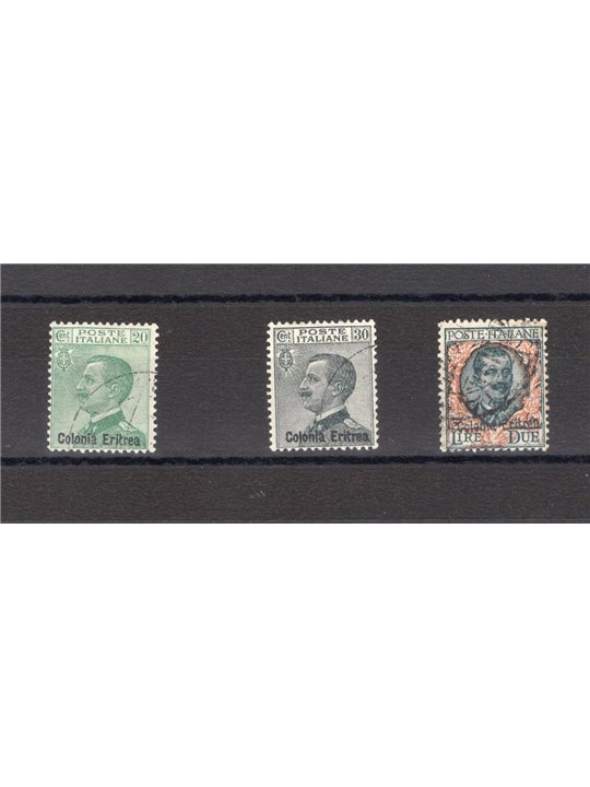 Eritrea 1925 Soprast. serie n° 93/95 Cert. Biondi Cat. € 240 (U)