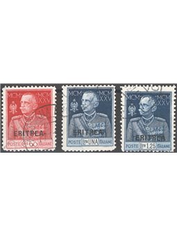 Eritrea 1925/26 Giubileo dent. 11 serie n° 96/98 Cat. € 110 (U)