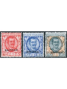 Eritrea 1926 Floreale soprast. serie n° 113/15 con ottima centratura Cert. Biondi Cat. € 4.950 (**)