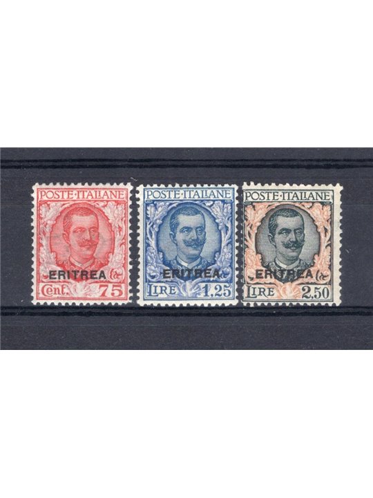 Eritrea 1926 Floral overprint series no. 113/15 Cat. € 660 (*)