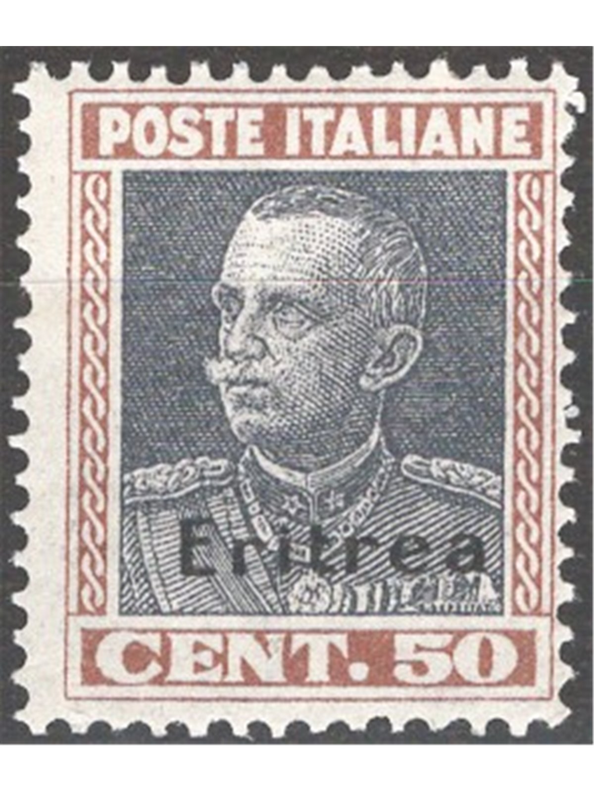 Eritrea 1928 Victor Emmanuel 50 c. brown and grey No. 128 Cat. € 85 (**)