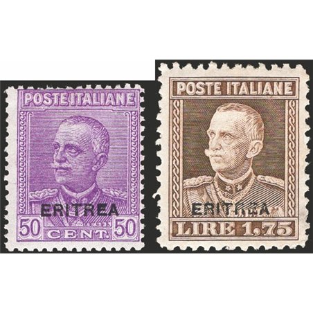 Eritrea 1928/29 Overprint Parmeggiani type series No. 136/37 CiBaFil certificate Cat. € 300 (* )