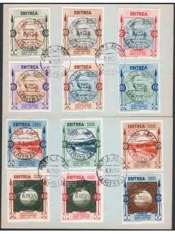Eritrea 1934 Mostra coloniale su due cartoncini serie n° 220/25 + P.A. 1/6 Cat. € 400 (U)
