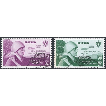 Eritrea 1934 First Day Cover: Rome–Mogadishu flight series no. 7/ 16 with philatelic cancellations Cat. € 1,000 (U)