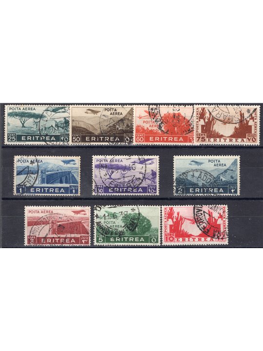 Eritrea 1936 Saxon Pictorial series no. 17/26 Cat. € 120 (U)