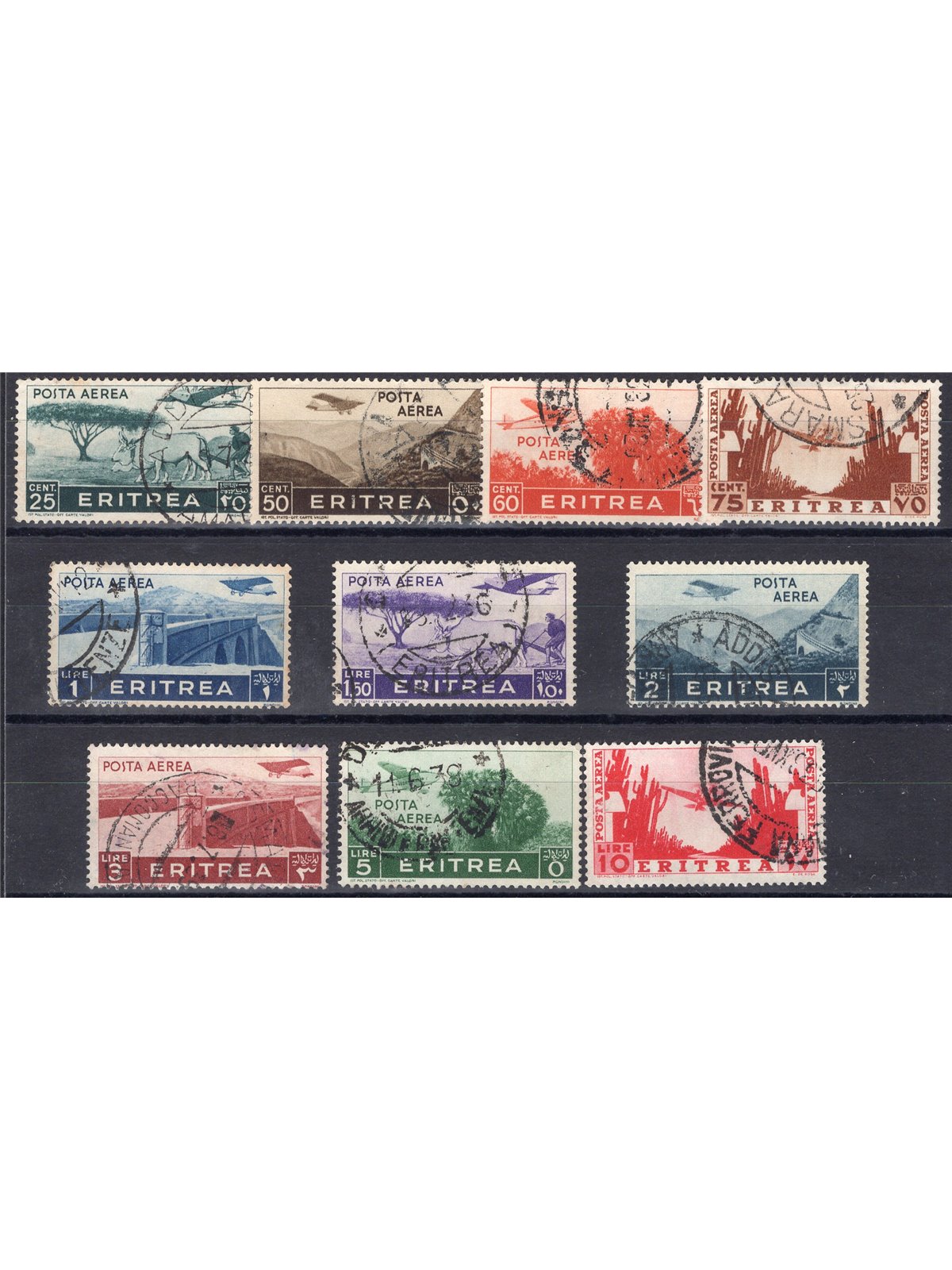 Eritrea 1936 Pittorica Sassone serie n° 17/26 Cat. € 120 (U)