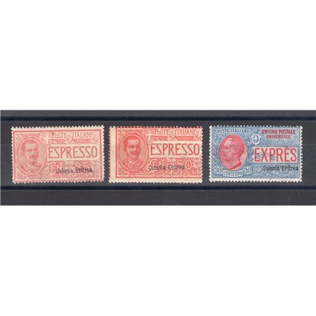 Eritrea 1907/21 Express overprinted series no. 1/3 Biondi Certificate Cat. €800 (**)