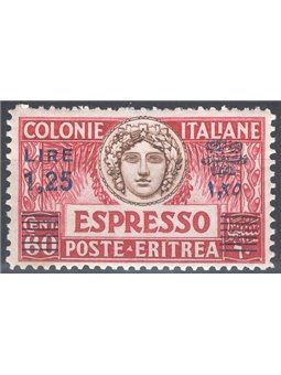 Eritrea 1935 Express 1.25 £ on 60 carmine and brown overprint no. 9 with excellent centring Cat. € 130 (**)