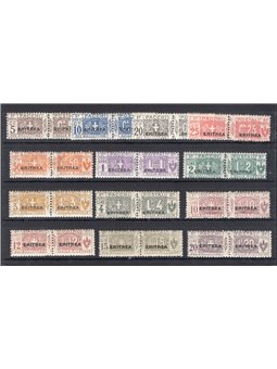 Eritrea 1917/24 Pacchi postali soprast. con caratteri grandi serie n° 9/21 Cert. CiBaFil Cat. € 3.000 (**)
