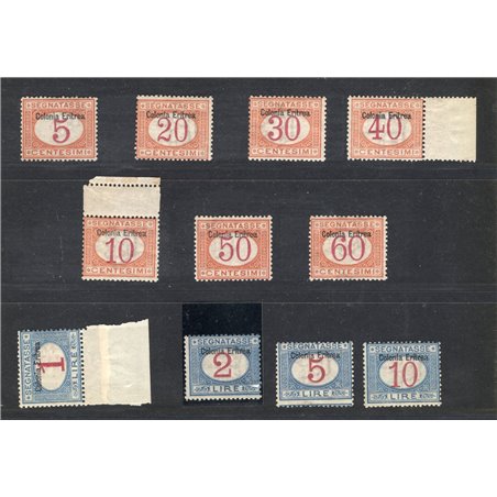 Eritrea 1903 Segnatasse con soprast. serie n° 1/11 Cert. CiBaFil Cat. € 17.000 (**)