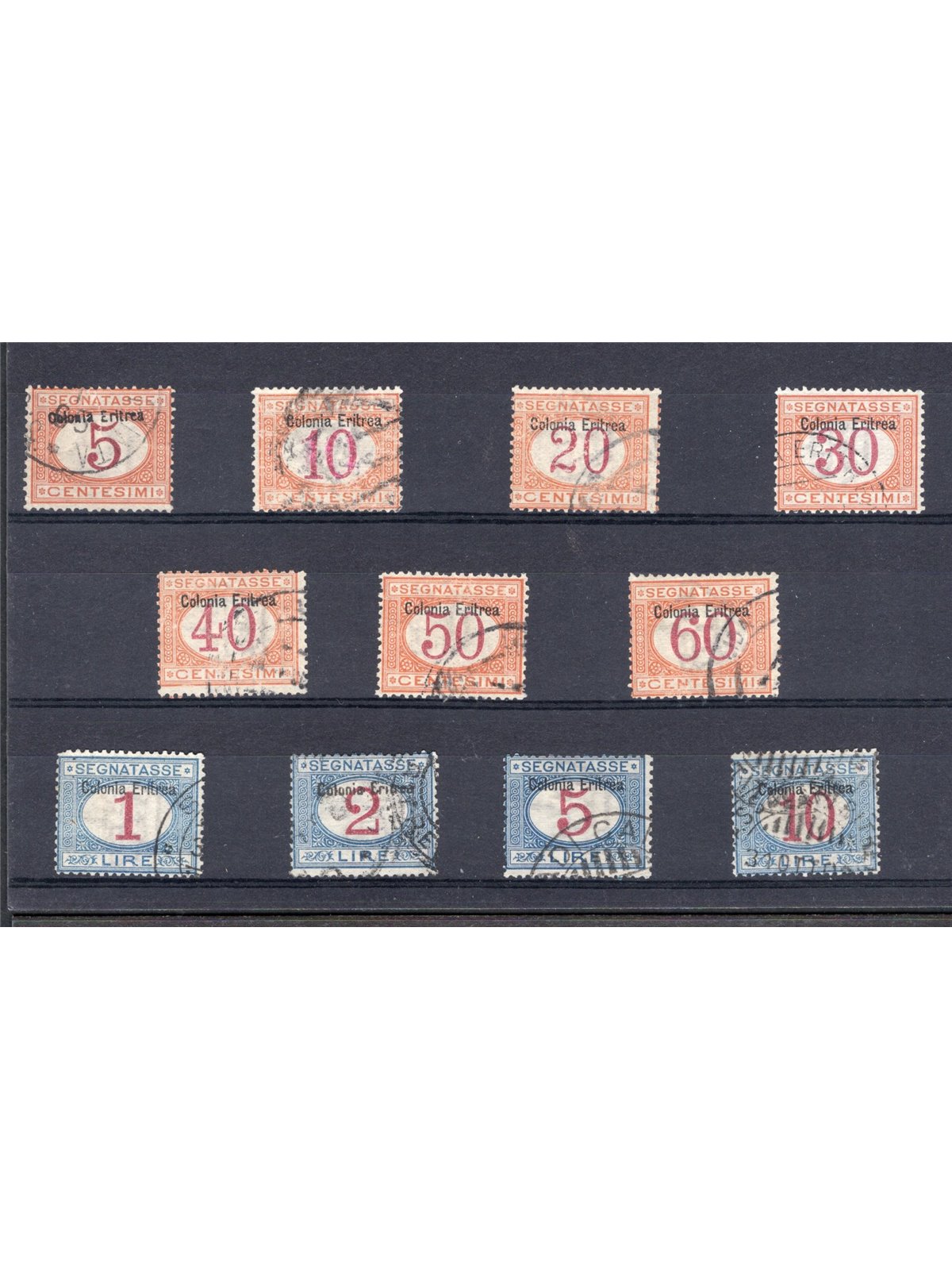 Eritrea 1903 Postage stamp with overprint and good centring serial no. 1/11 Biondi certified Cat. €2,450 (U)