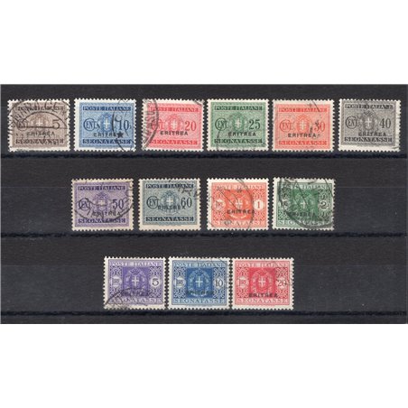 Eritrea 1934 Overprinted revenue stamp series no. 26/38 Cat. €500 (U)