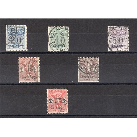 Eritrea 1924 Segnatasse vaglia soprast. serie n° 1/6 Cert. Biondi Cat. € 1.400 (U) 