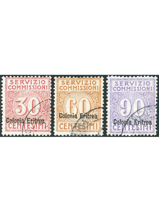 Eritrea 1916 Commission service overprint series no. 1/3 Biondi Certificate Biondi Catalogue: €700 (U)