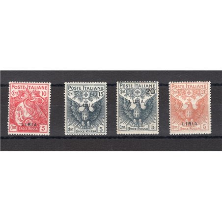 Libya 1915/16 Red Cross series no. 13/16 Biondi certificate Cat. €450 (**)