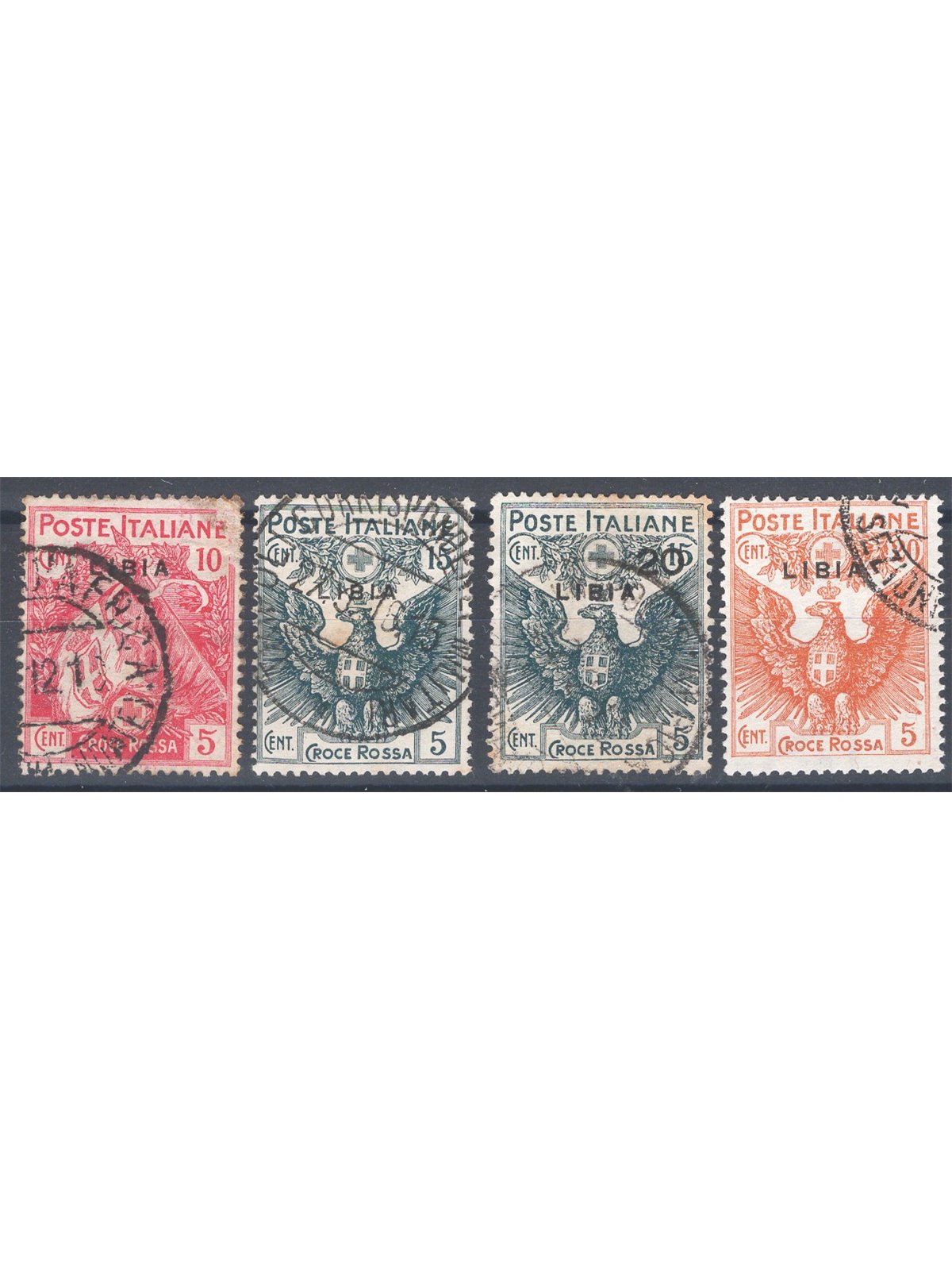 Libya 1915/16 Red Cross series no. 13/16 Cat. €150 (U)