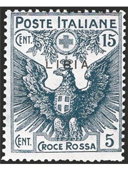 Libia 1915 Croce Rossa 15 c. grigio con soprast. più sottile n° 14a Cert. CiBaFil Cat. € 390 (**)