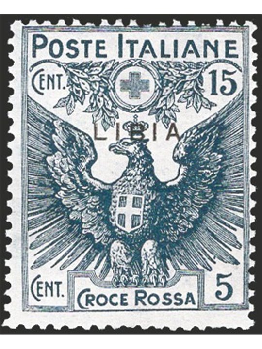 Libya 1915 Red Cross 15 c. grey with overprint thinner No. 14a CiBaFil Certificate Cat. €390 (**)