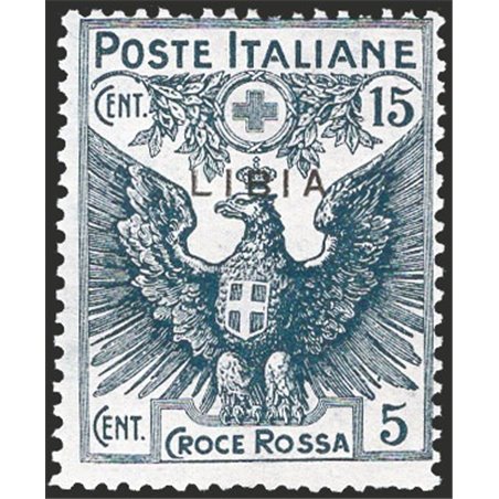 Libya 1915 Red Cross 15 c. grey with overprint thinner No. 14a CiBaFil Certificate Cat. €390 (**)