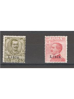 Libia 1917/18 Floreale 45 c. oliva e Michetti 60 c. carminio soprast. del 1° tipo serie n° 18/19 Cat. € 275 (**)