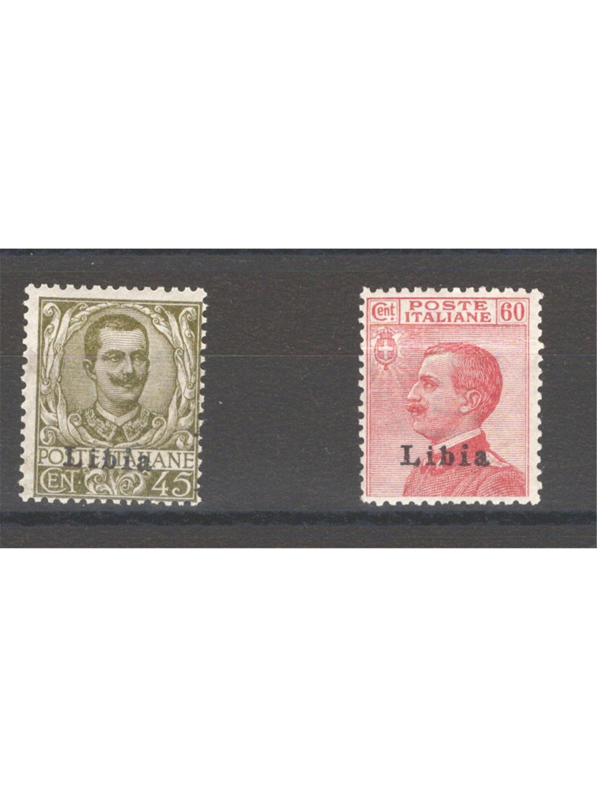 Libia 1917/18 Floreale 45 c. oliva e Michetti 60 c. carminio soprast. del 1° tipo serie n° 18/19 Cat. € 275 (**)