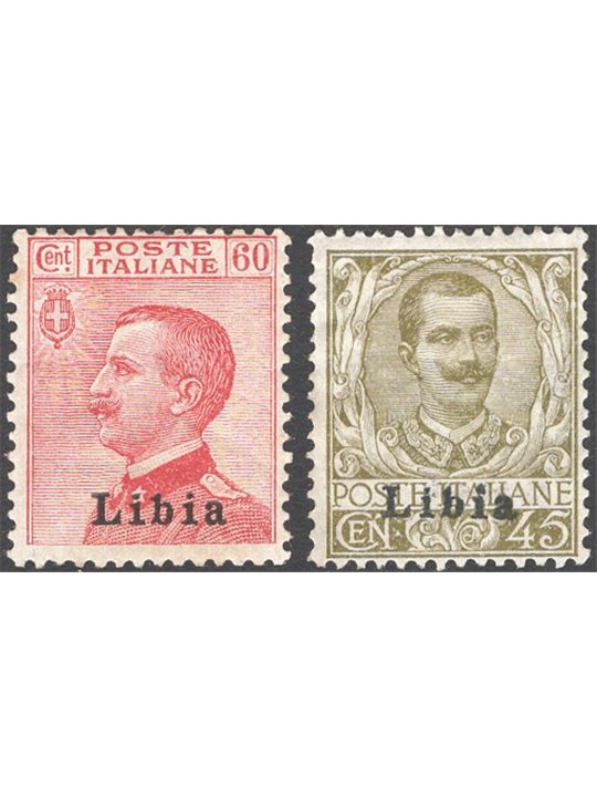 Libia 1917/18 Soprast. “Libia” 45 c. e 60 c. serie n° 18/19 Cat. € 110 (*)