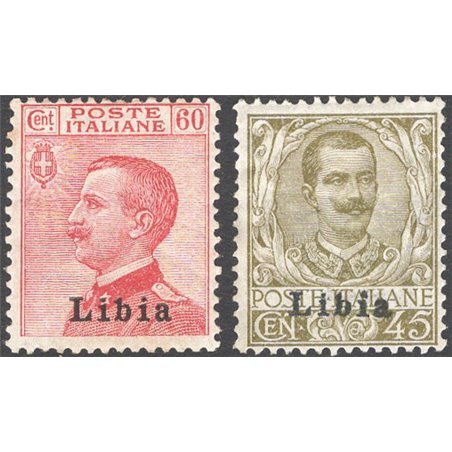 Libia 1917/18 Soprast. “Libia” 45 c. e 60 c. serie n° 18/19 Cat. € 110 (*)