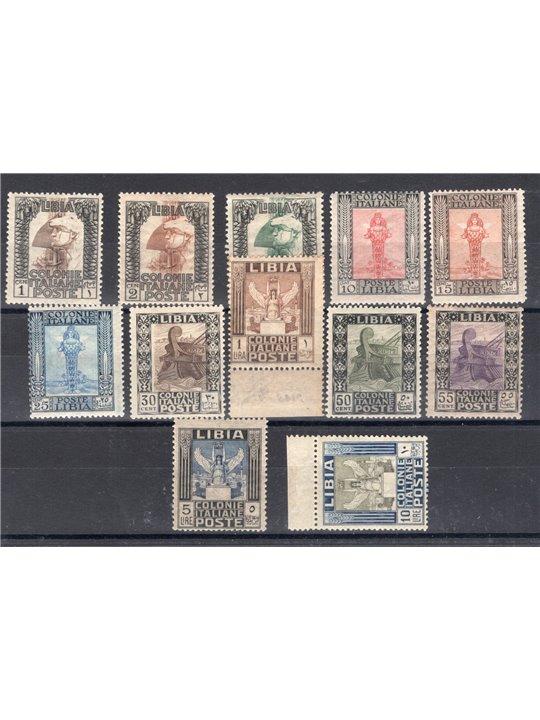 Libia 1917/18 Pittorica con filigrana corona serie n° 21/32 Cert. CiBaFil Cert. Biondi Cat. € 3.000 (**)
