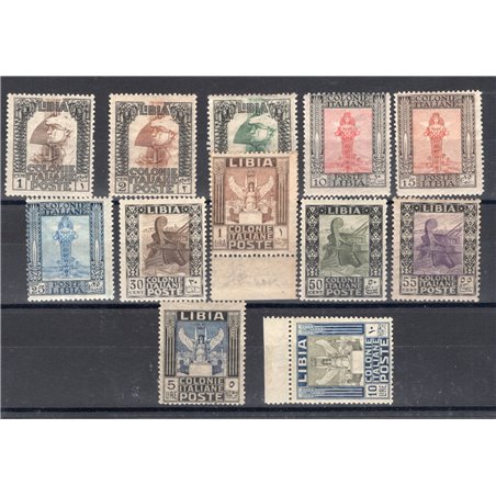 Libya 1917/18 Pictorial with crown watermark series no. 21/32 CiBaFil Cert. Biondi Cert. Cat. € 3,000 (**)