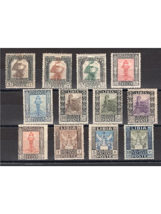 Libia 1921 Pittorica serie n° 21/32 Cert. CiBaFil Cat. € 1.200 (*)