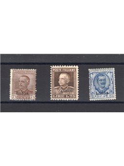 Libia 1928/29 Soprast. serie n° 78/80 con ottima centratura Cert. Biondi Cat. € 480 (*)