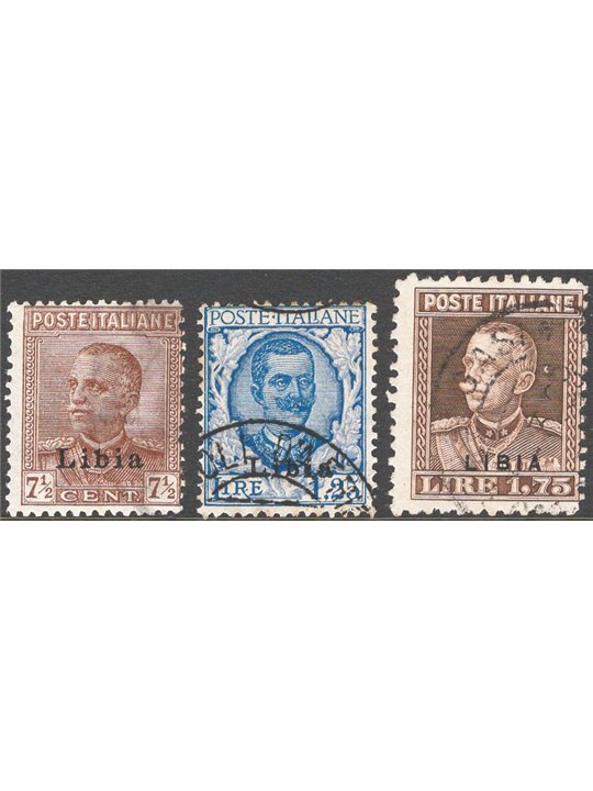Libya 1928/29 Overprint series nos. 78 /80 Cat. € 140 (U)