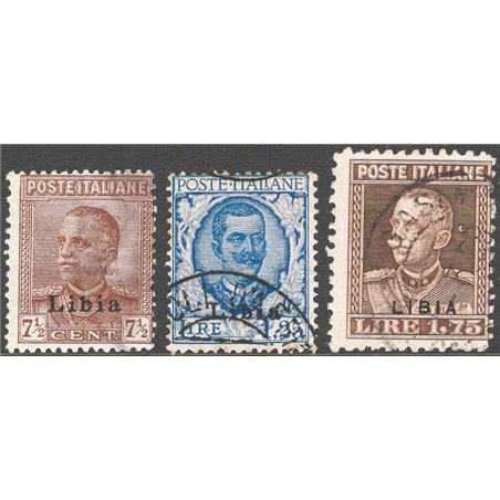 Libya 1928/29 Overprint series nos. 78 /80 Cat. € 140 (U)