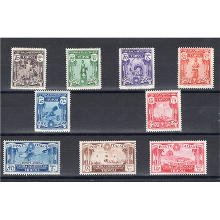 Libia 1931 V Fiera di Tripoli serie n° 95/102 + P.A. 3 + Ex 16 Cert. CiBaFil Cat. € 975 (**)