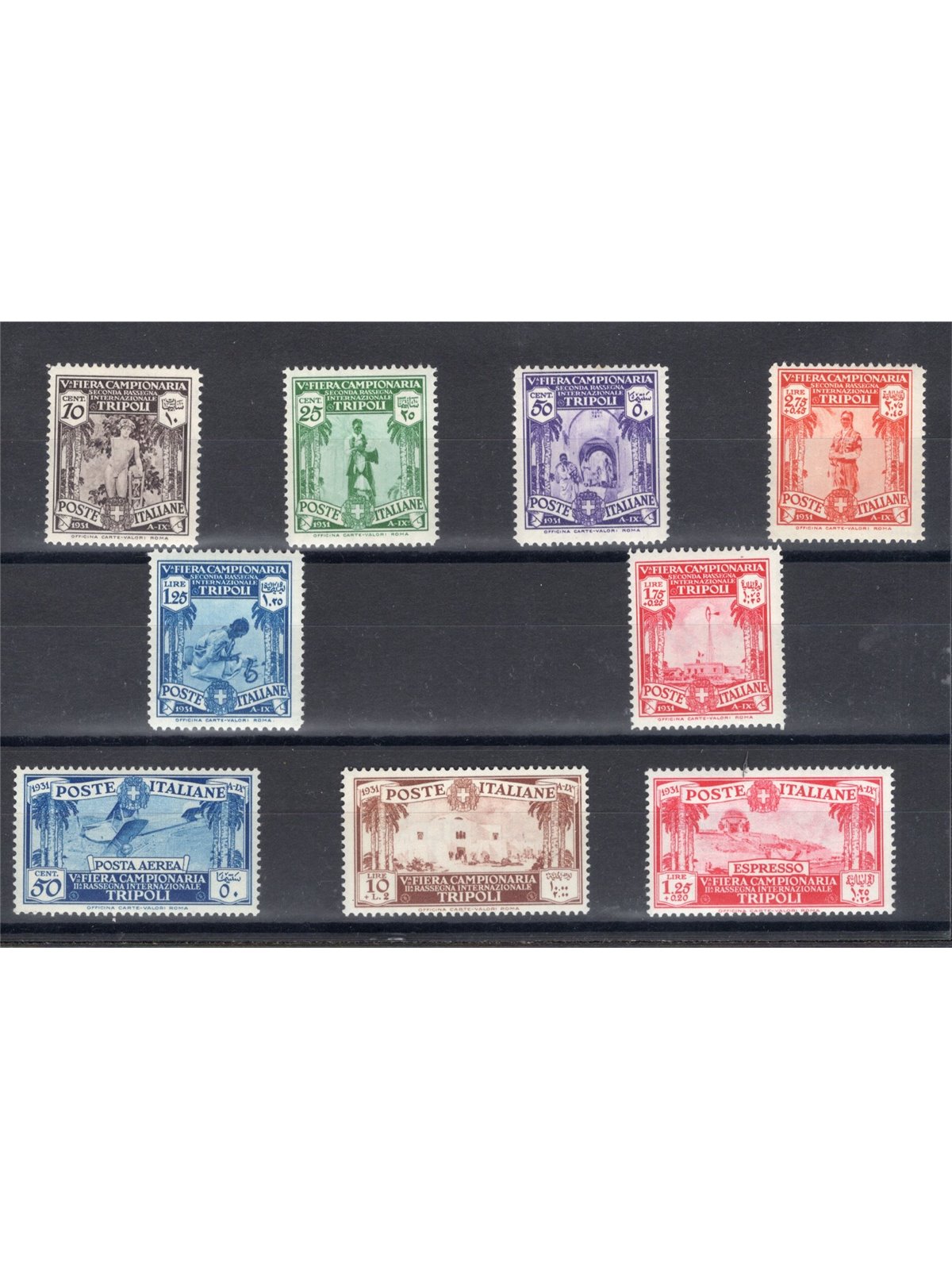Libya 1931 5th Tripoli Fair series no. 95/102 + P.A. 3 + Ex 16 CiBaFil certified Cat. €975 (**)