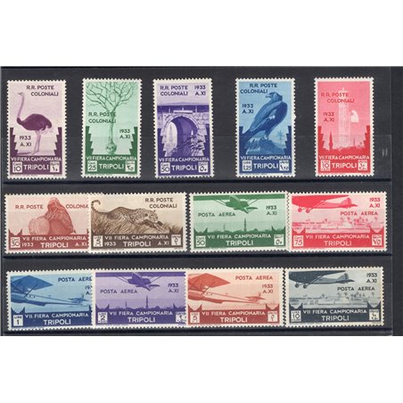 Libia 1933 VII Fiera di Tripoli serie n° 118/24 + P.A. 8/13 Cert. Biondi Cat. € 3.125 (**)