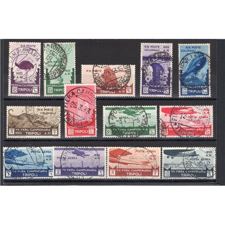 Libia 1933 VII Fiera di Tripoli serie n° 118/24 + P.A. 8/13 Cert. CiBaFil Cat. € 2.000 (U)