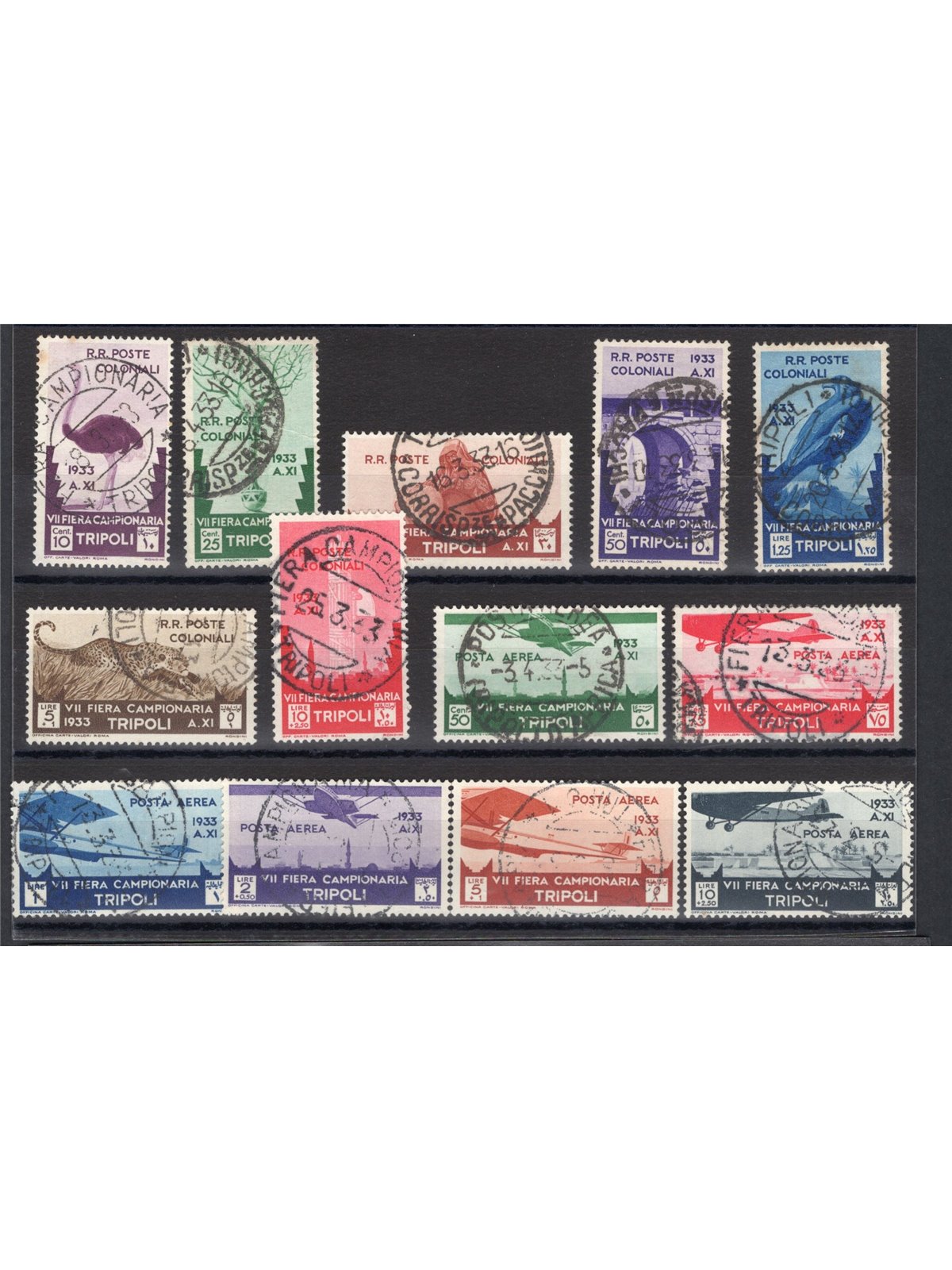 Libya 1933 7th Tripoli Fair series no. 118/24 + P.A. 8/13 Cert. CiBaFil Cat. € 2,000 (U)
