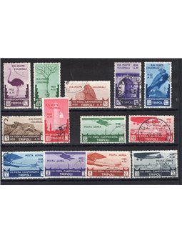 Libia 1933 VII Fiera di Tripoli serie n° 118/24 + P.A. 8/13 con annulli filatelici di favore Cat. € 2.000 (U)