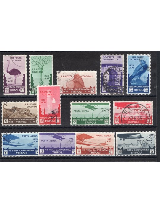 Libya 1933 7th Tripoli Fair series no. 118/24 + P.A. 8/13 with special postmarks Cat. € 2,000 (U)