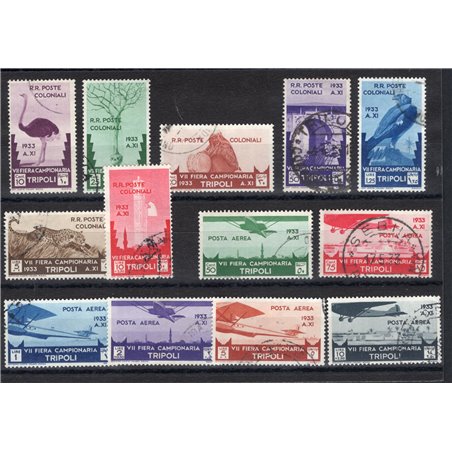Libya 1933 7th Tripoli Fair series no. 118/24 + P.A. 8/13 with special postmarks Cat. € 2,000 (U)