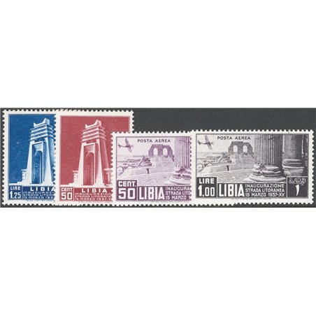 Libia 1937 Strada litoranea serie n° 140/41 + P.A. 30/31 Cat. € 40 (**)