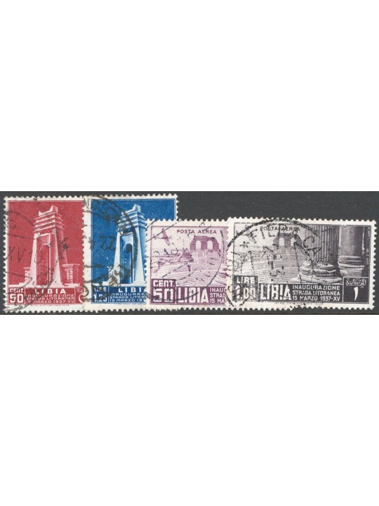 Libia 1937 Strada litoranea serie n° 140/41 + P.A. 30/31 Cat. € 50 (U)