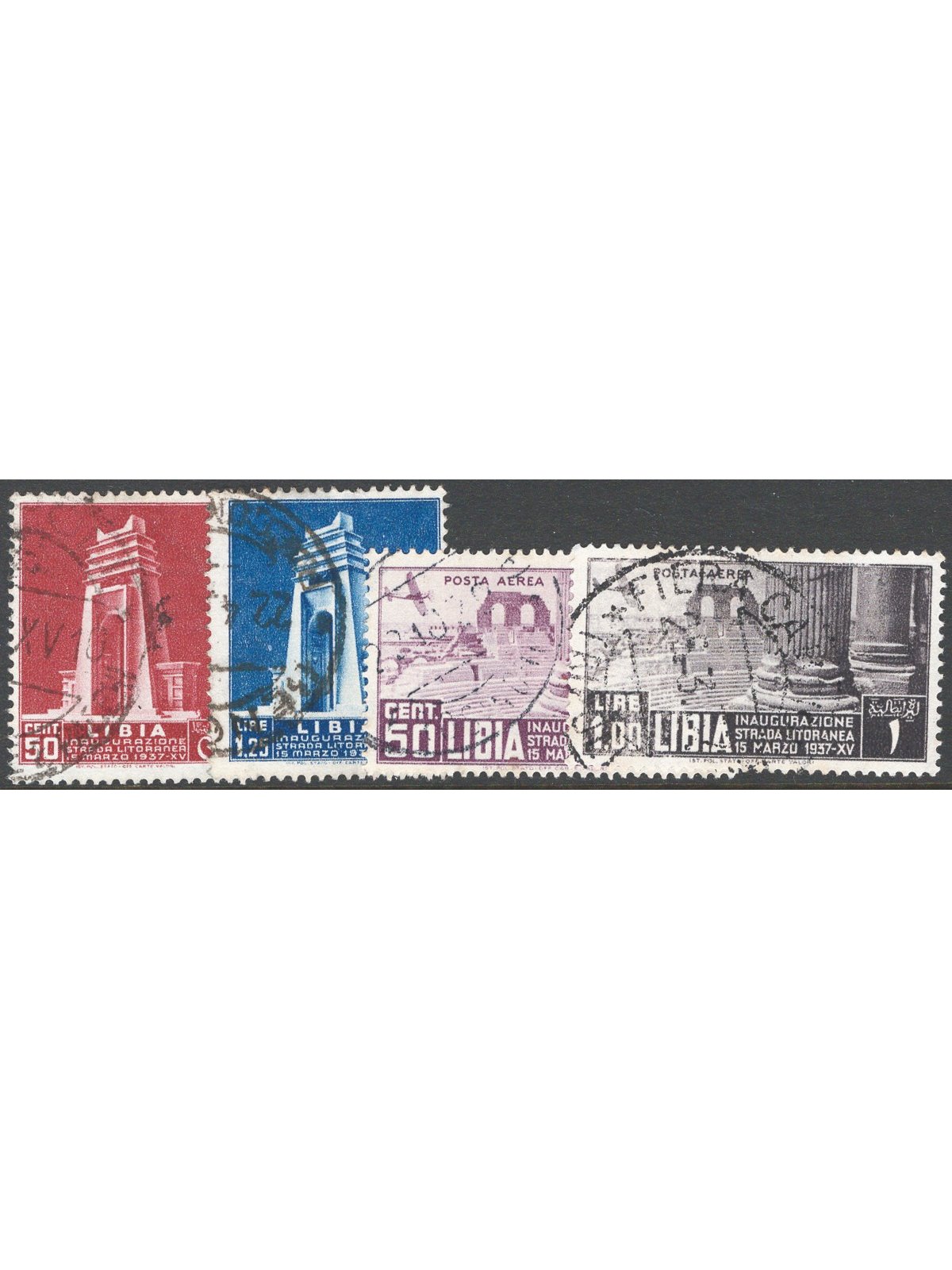 Libia 1937 Strada litoranea serie n° 140/41 + P.A. 30/31 Cat. € 50 (U)