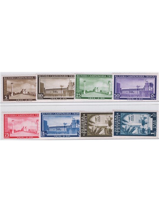 Libia 1938 XII Fiera di Tripoli serie n° 146/51 + P.A. 34/35 Cat. € 30 (**)
