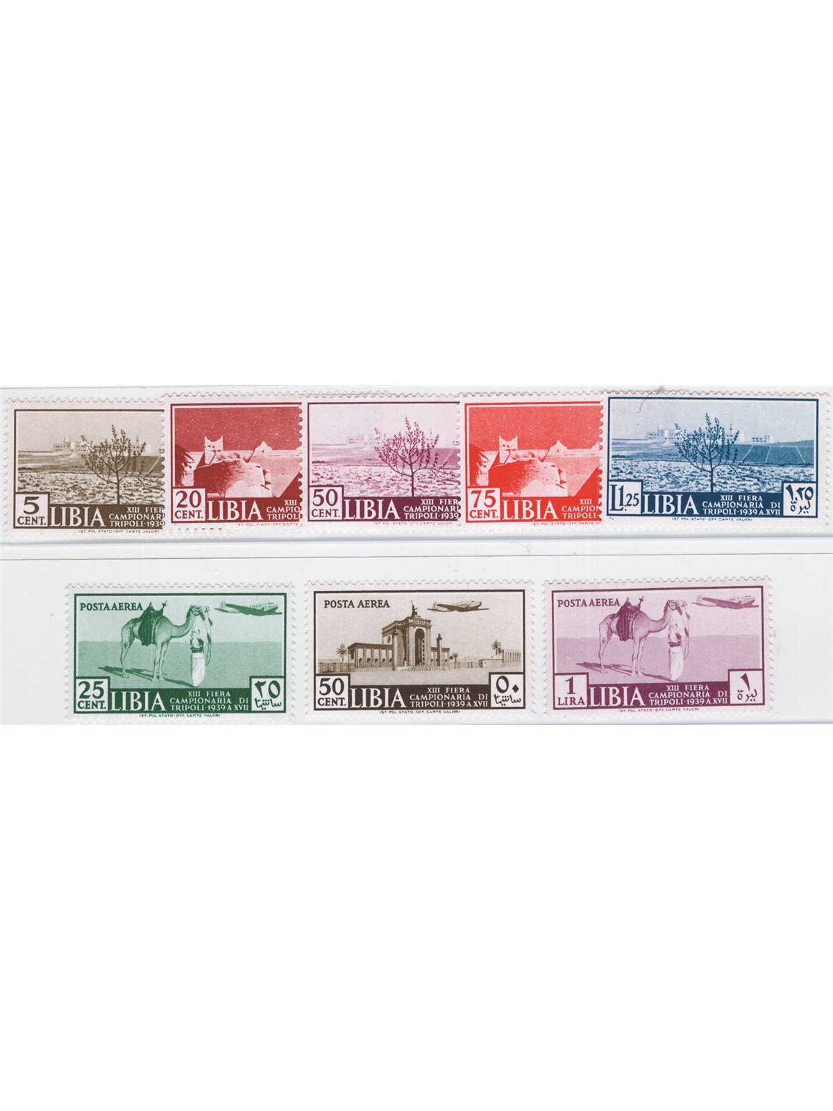 Libya 1939 13th Tripoli Fair series no. 158/62 + P.A. 38/40 Cat. €35 (**)