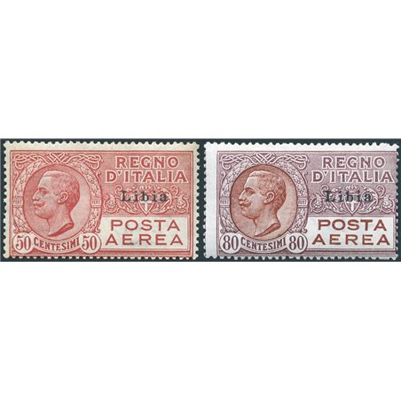 Libia 1928/29 P.A. soprast. serie n° 1/2 Cert. Biondi Cat. € 375 (**)